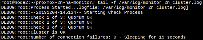 monitor_cluster.py log showing cluster is OK
